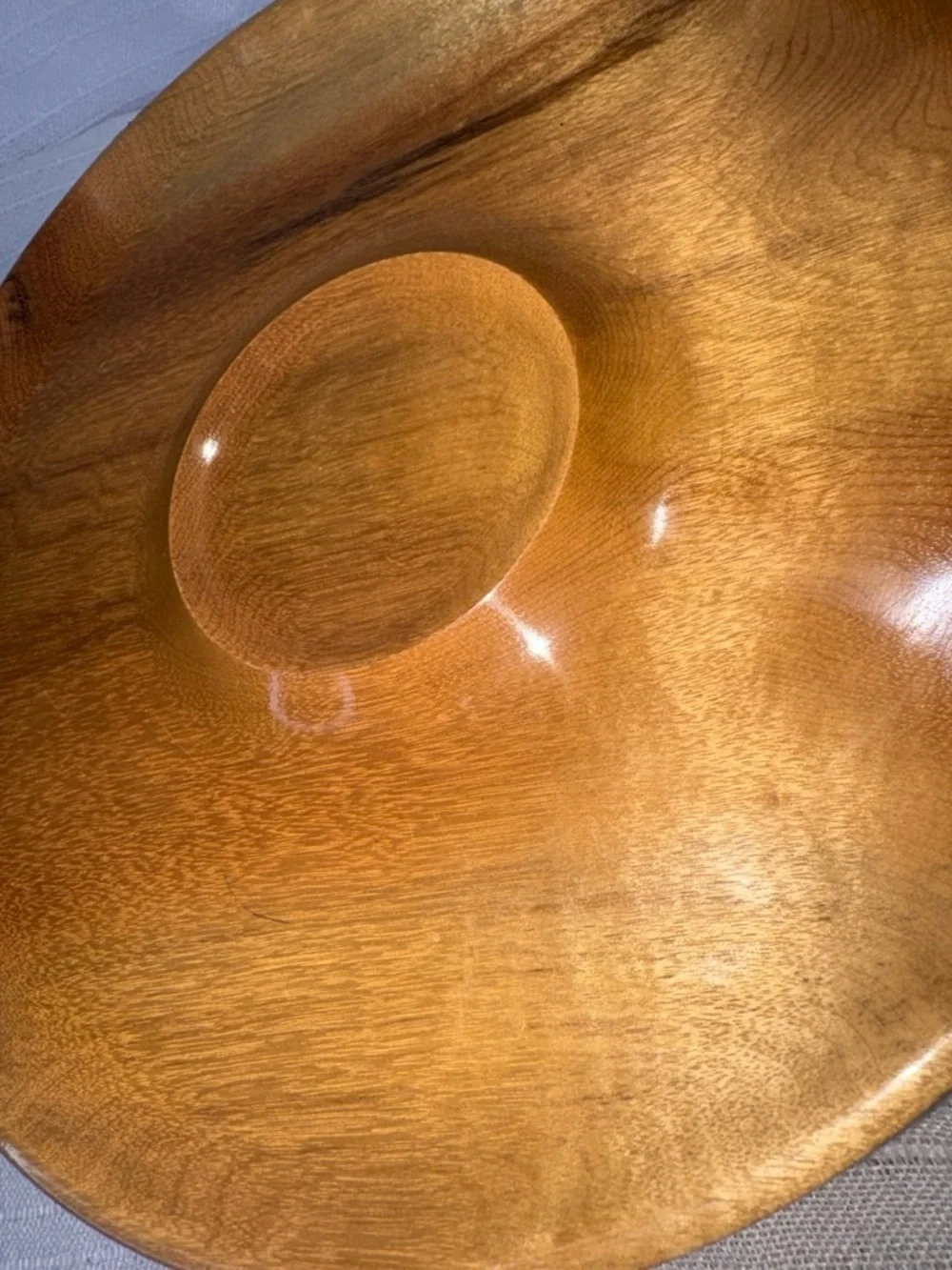Oregon Myrtlewood Chalet Wooden Chip & Dip Serving Platter Bowl Honey Amber MCM
